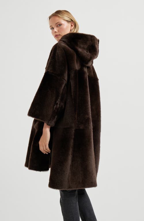 Brunello Cucinelli Reversible Fur Coat With Hood And Pockets In Brown