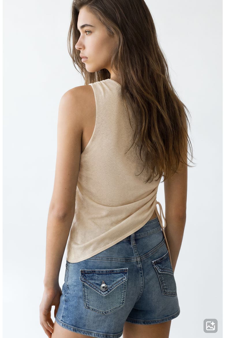 Asymmetric Metallic Sleeveless Top, Alternate, color, GOLD