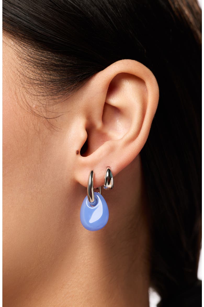 Kayla Clear Drop Hoop Earrings, Alternate, color, SILVER / BLUE