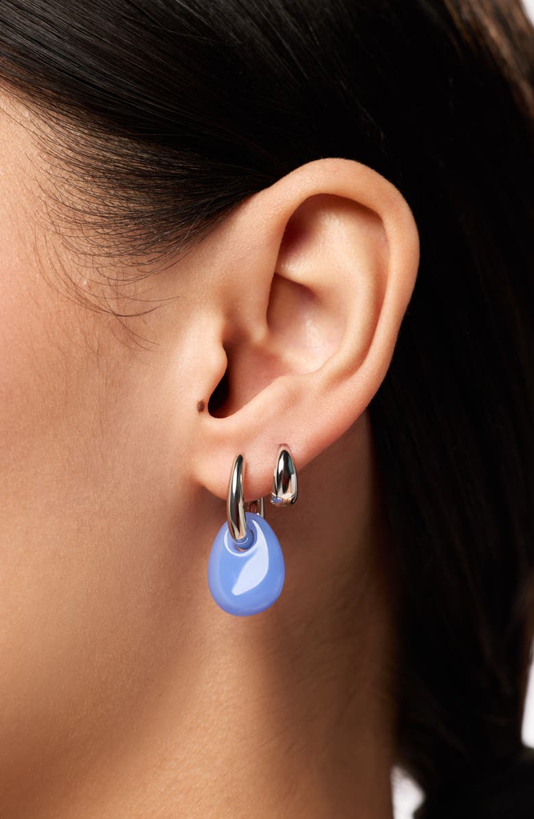 Ana Luisa Kayla Clear Drop Hoop Earrings, Alternate, color, Silver / Blue