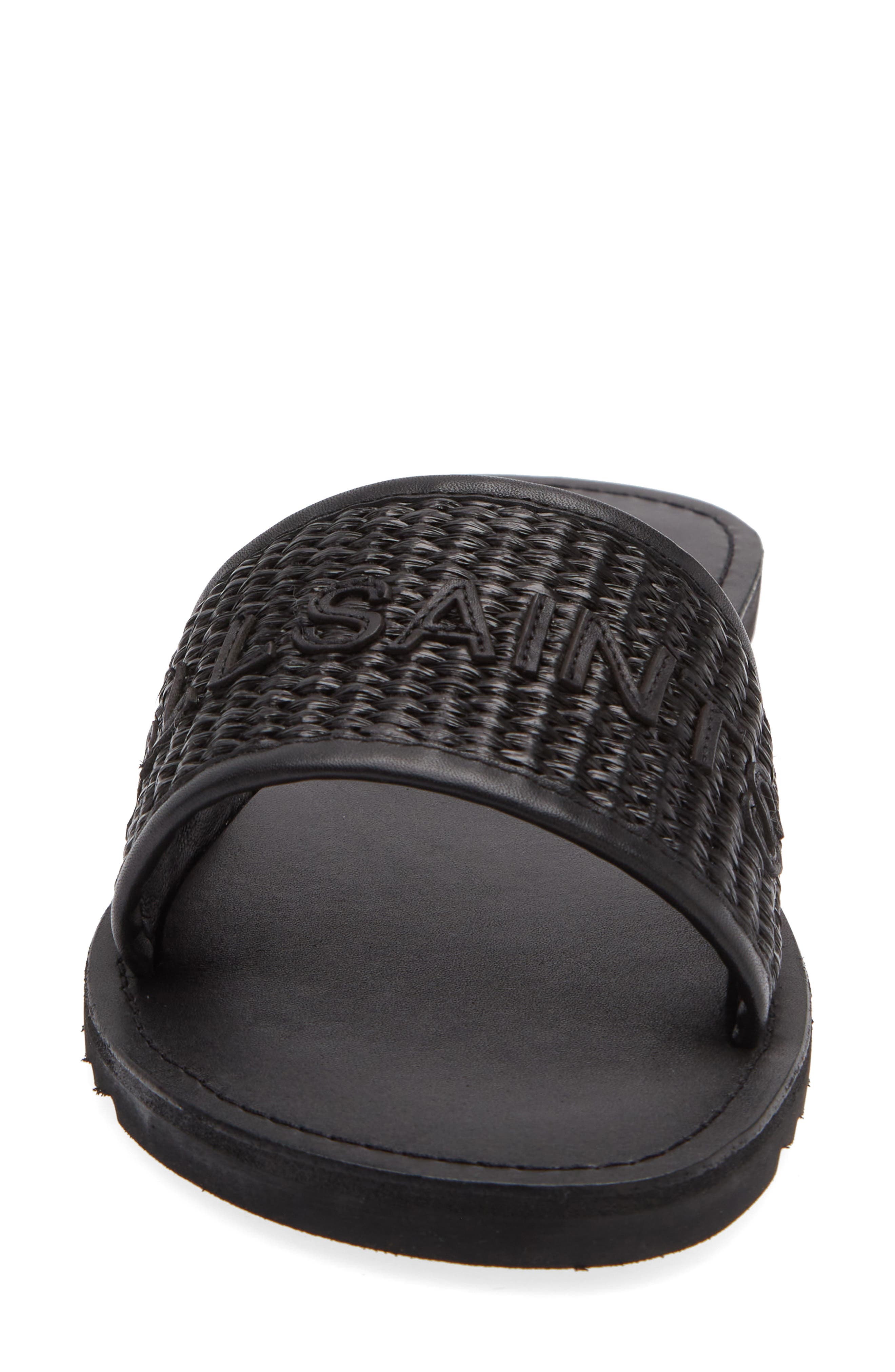 AllSaints Hoxton Woven Slide Sandal, Alternate, color, Black/ Black