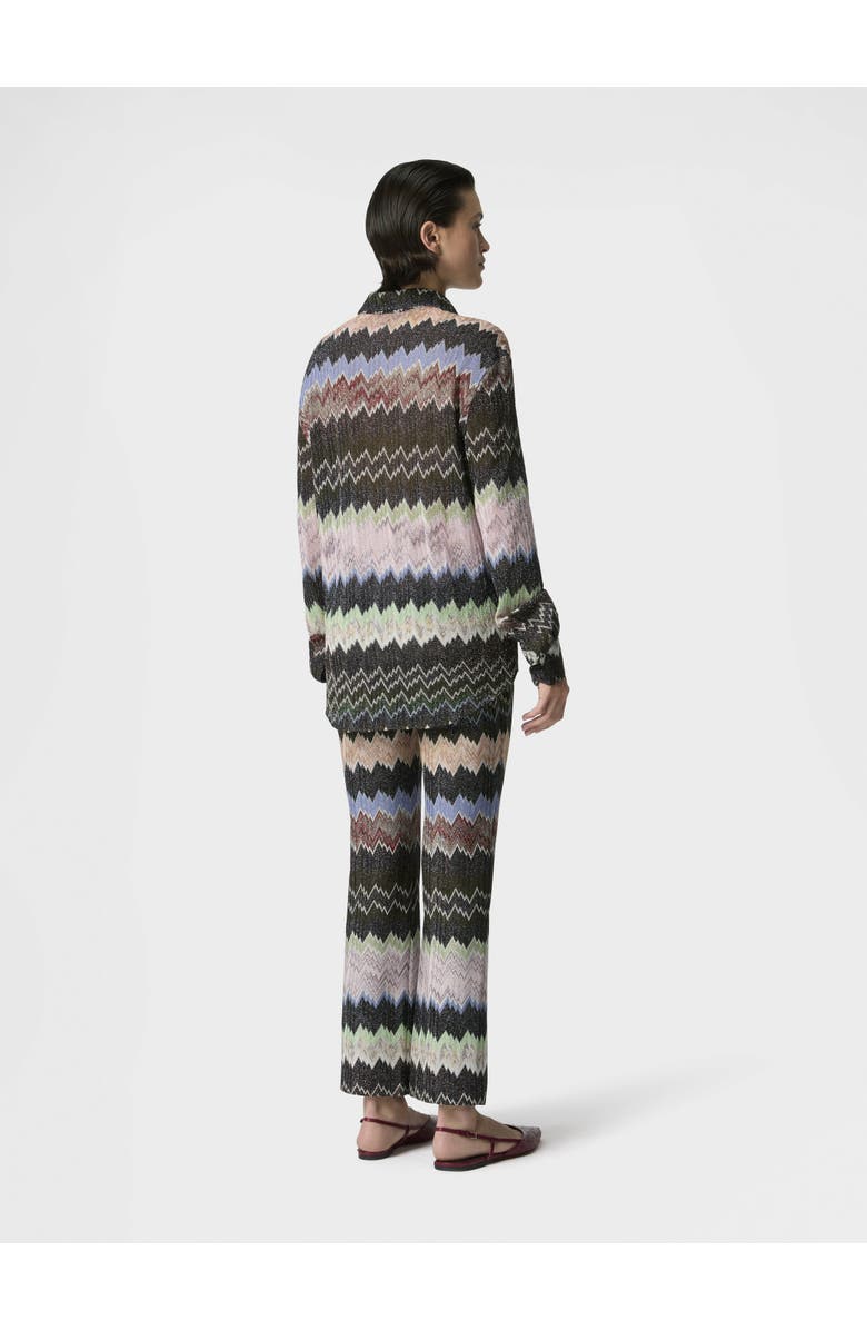 Missoni Snake-pattern Viscose Lamé Shirt, Alternate, color, Green& Brown