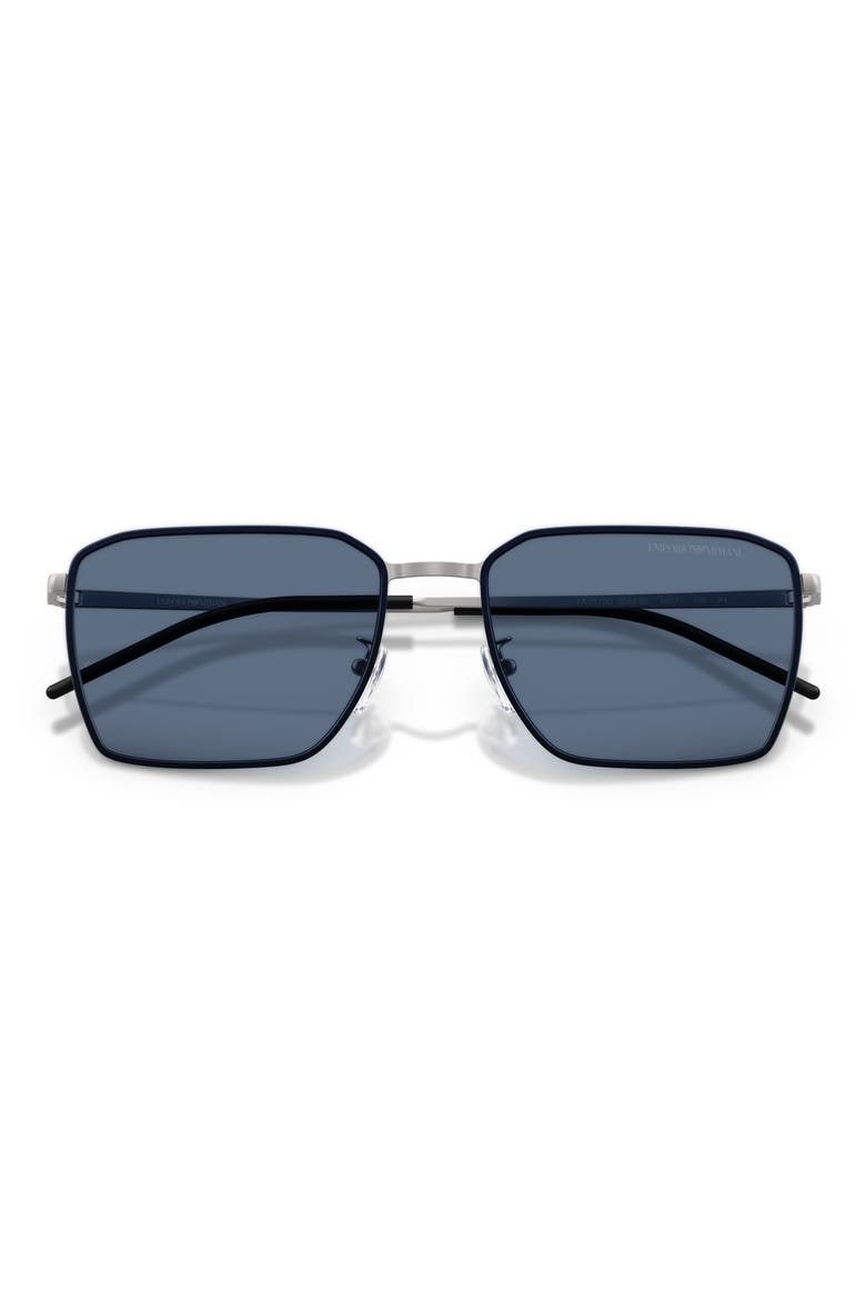60mm Square Sunglasses, Alternate, color, MATTE GUNMETAL / DARK BLUE