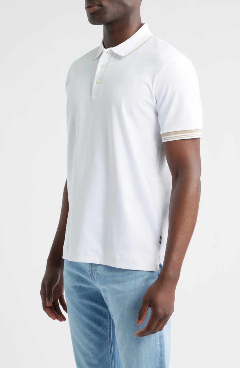 BOSS Parlay Tipped Cotton Polo, Alternate, color, White