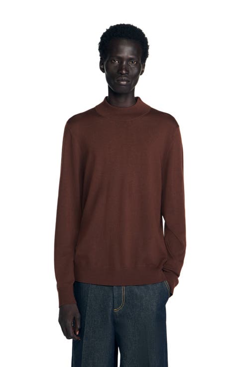 Wool sweater with high neck