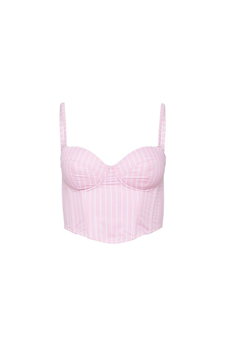 Hampton Poplin Cropped Bustier, Main, color, Bubblegum Stripe