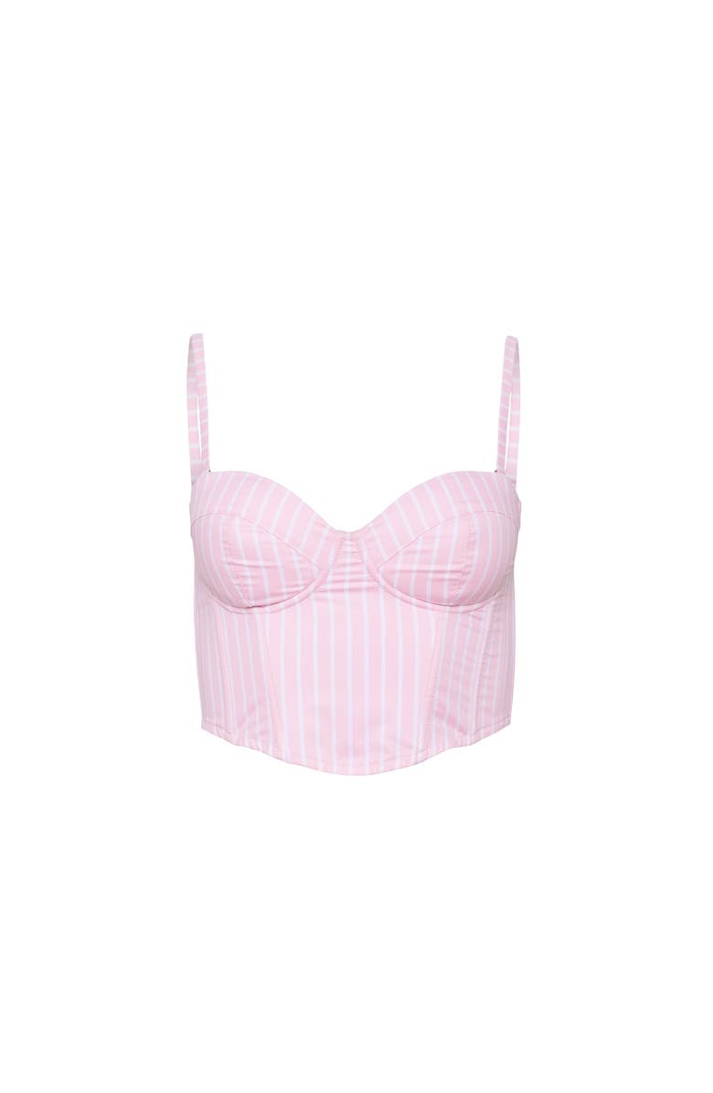Fleur Du Mal Hampton Poplin Cropped Bustier, Main, color, Bubblegum Stripe