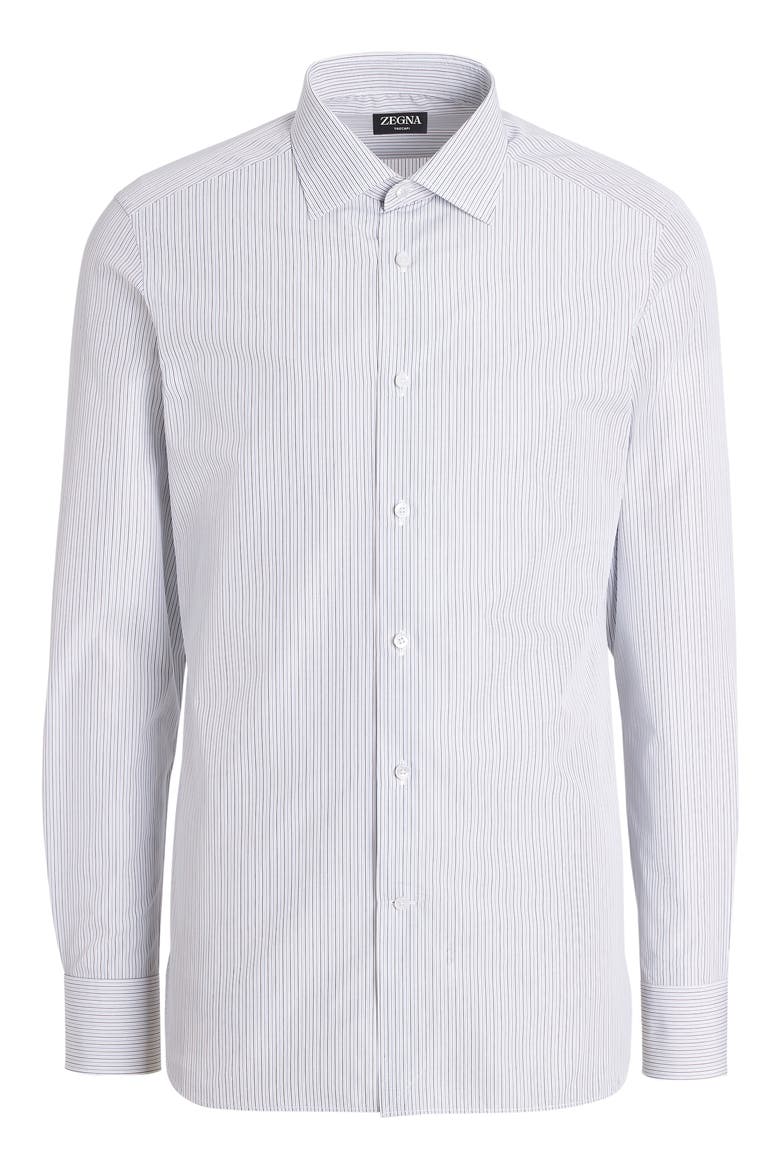 Microstripe Trecapi Cotton Button-Up Shirt, Alternate, color, BLUE