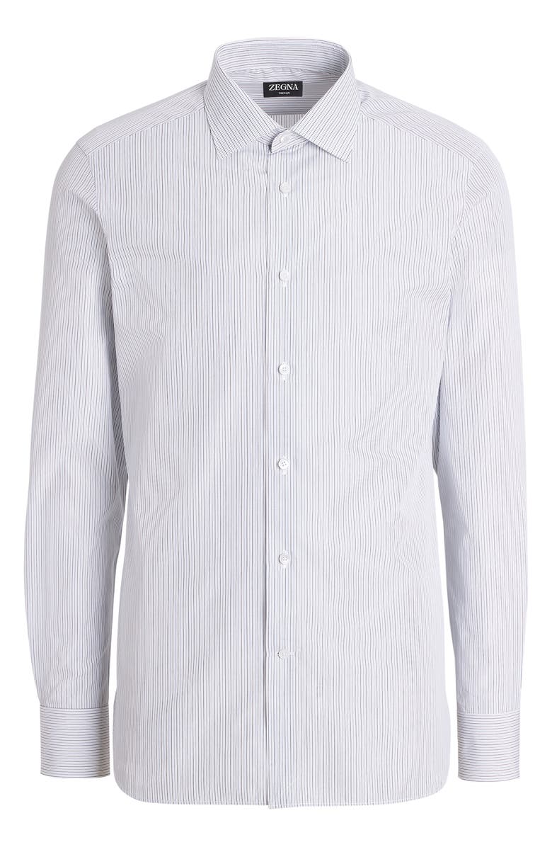 ZEGNA Microstripe Trecapi Cotton Button-Up Shirt, Alternate, color,