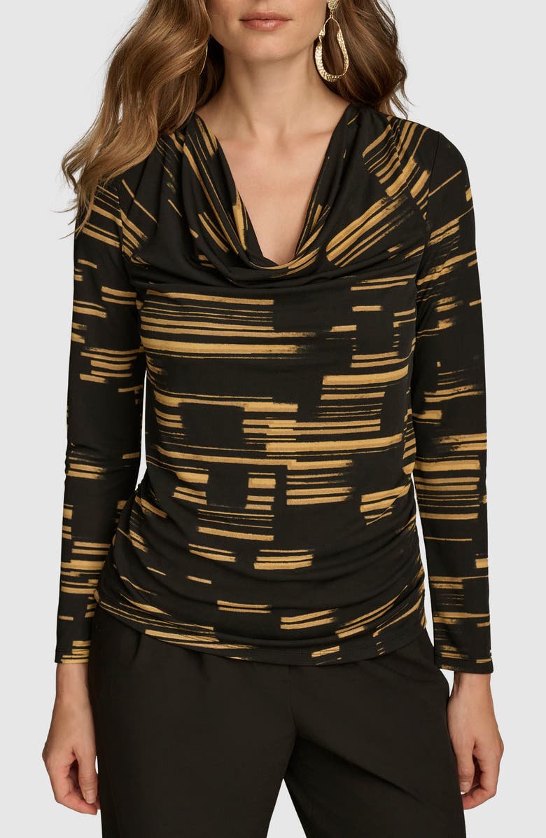 Donna Karan New York Stripe Cowl Neck Top, Main, color, 