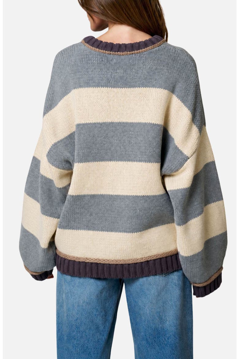 Stripe Oversize Cotton Blend Sweater, Alternate, color, GREY