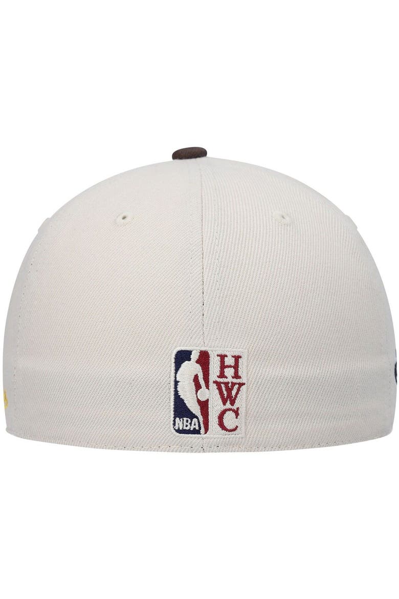 Men's Mitchell & Ness Cream Los Angeles Lakers Hardwood Classics 2010 NBA Finals Patch Off White Camo Fitted Hat, Alternate, color, Cream
