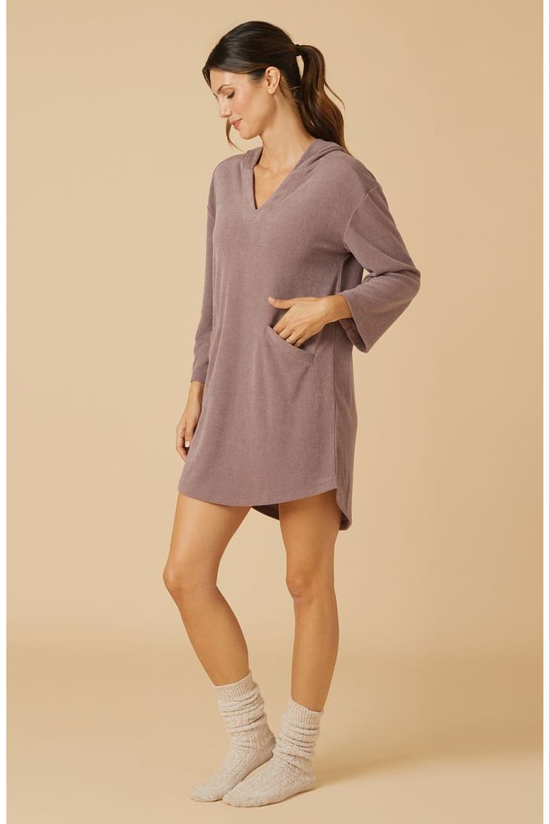 Terry Hooded Lounger, Alternate, color, Driftwood