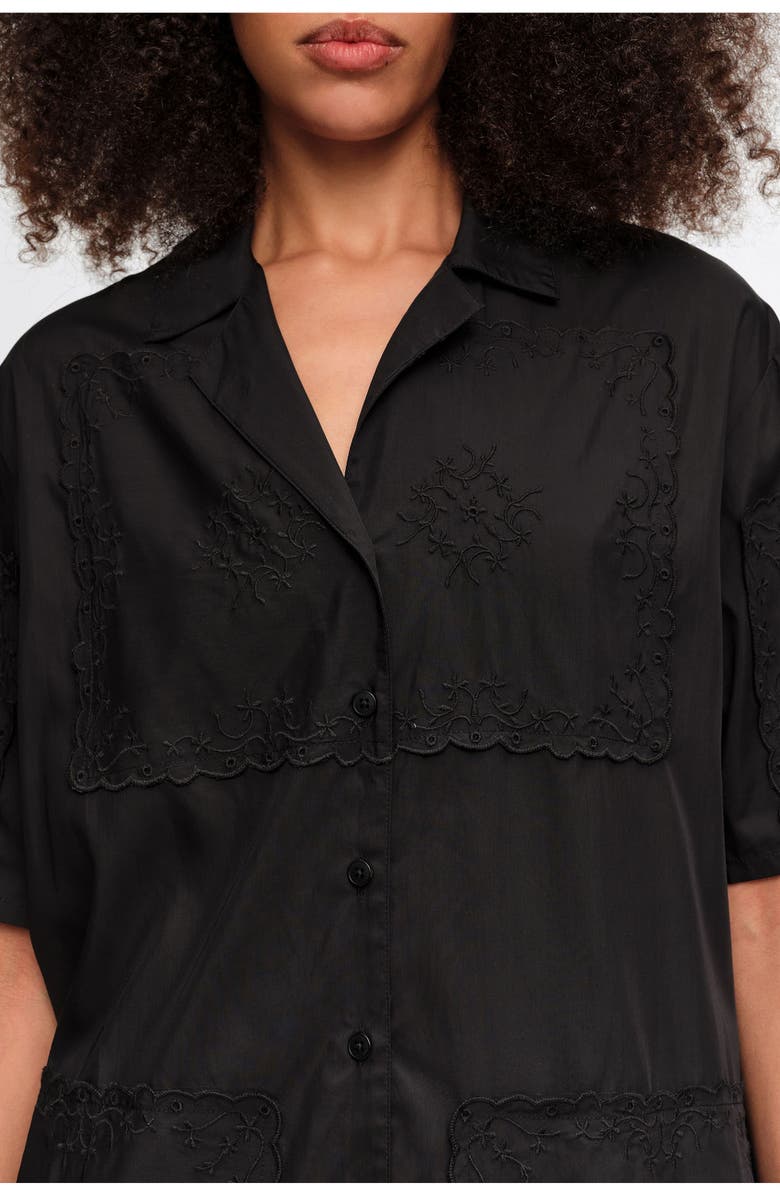 Bimba y Lola Embroidered Scarf Patchwork Shirt, Alternate, color, Black