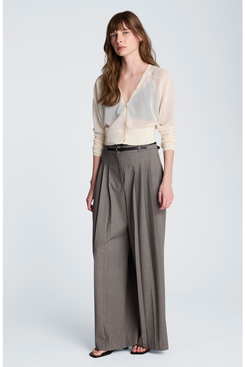 Double Pleat High Waist Wide Leg Pants, Alternate, color, BLACK/ OYSTER