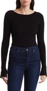 BY DESIGN Amiri Stripe Boat Neck Crop Sweater
