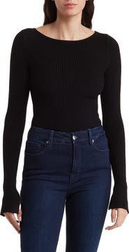 BY DESIGN Amiri Stripe Boat Neck Crop Sweater