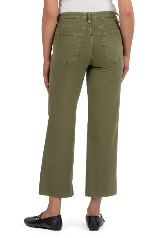 Kut From The Kloth Meg Fab Ab Raw Hem High Waist Ankle Wide Leg Jeans In Olive