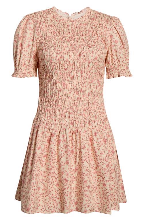 Reformation Womens Corinne Leannah Puffed-sleeves Stretch-cotton Mini Dress In Pink