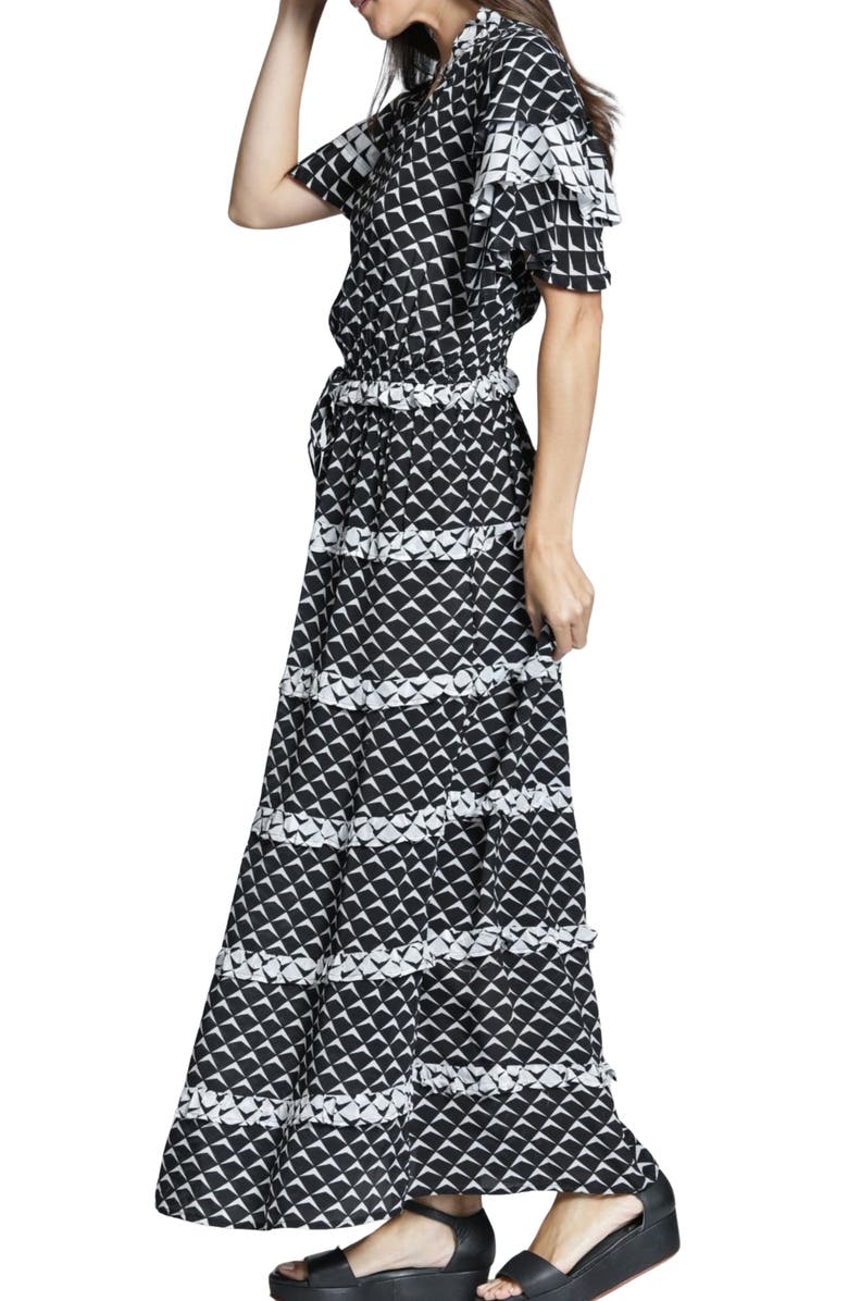 APNY Tiered Ruffle Maxi Dress, Alternate, color, Black/ White