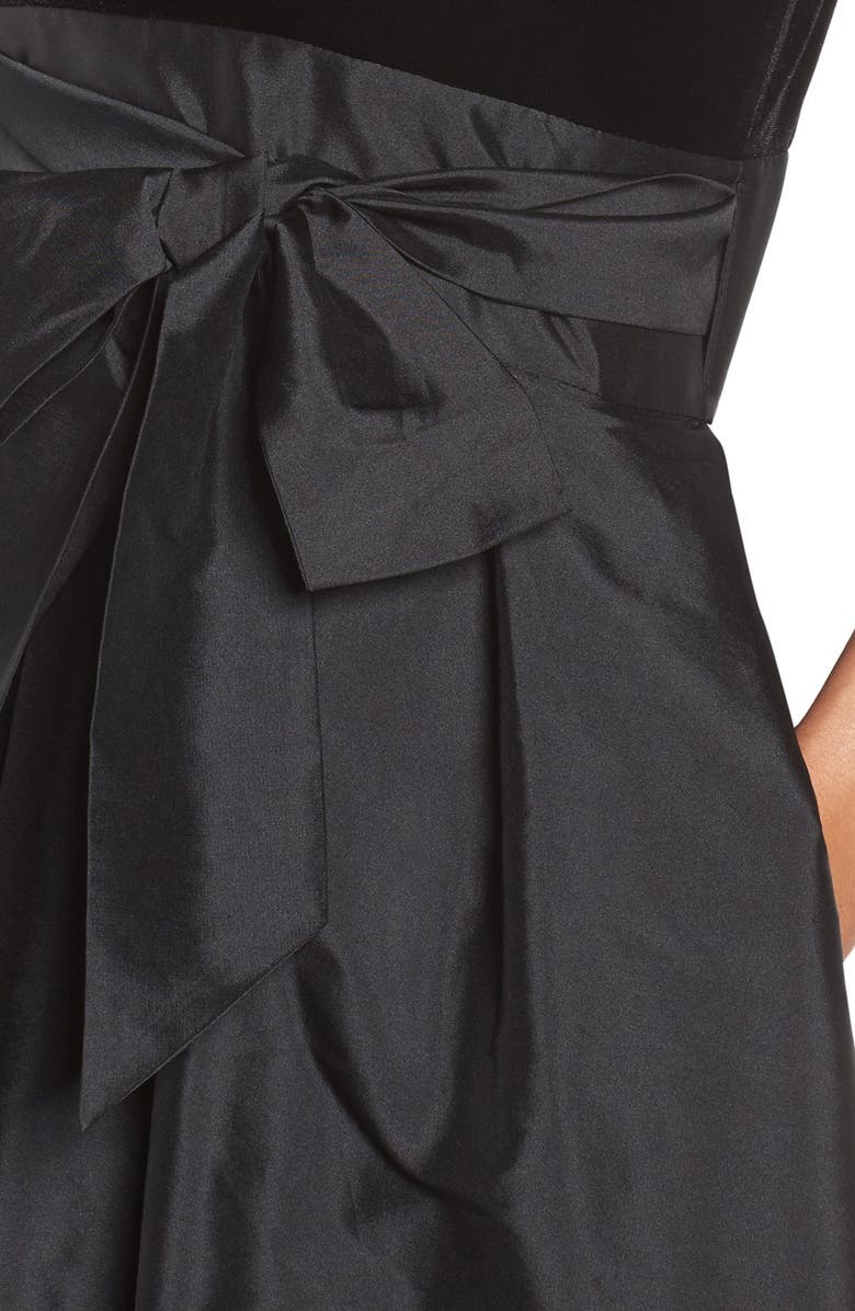 Adrianna Papell Velvet & Taffeta Fit & Flare Dress, Alternate, color,