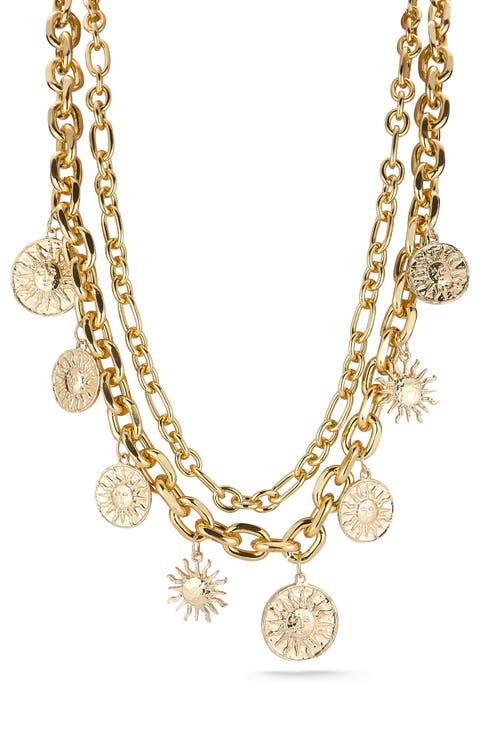 Set of 2 Sun Charm Chain Necklaces