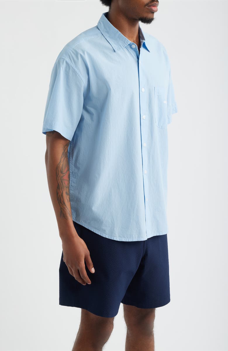 Obey Bigwig Jamie Stripe Short Sleeve Button-Up Shirt, Alternate, color, Sky Blue Multi