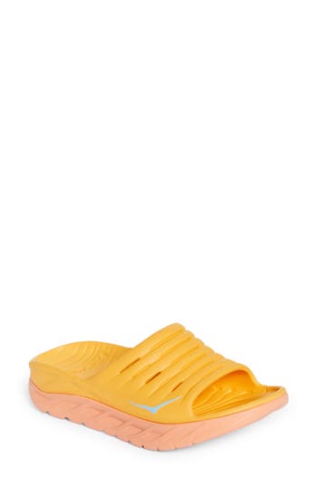 Hoka Gender Inclusive Ora Recovery Slide Sandal In Amber Yellow/shell Coral