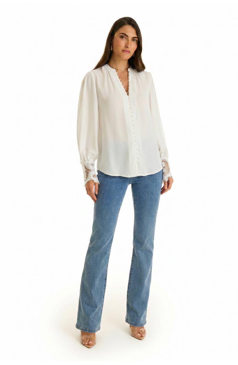 The Noli Shop Blake Lace Sleeve Blouse, Alternate, color, White