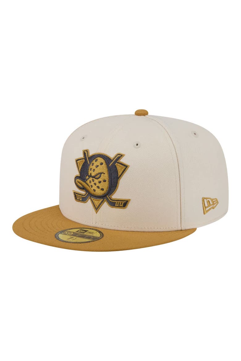 Men's New Era  Cream/Tan Anaheim Ducks Colorpack Two-Tone 59FIFTY Fitted Hat, Main, color, Cream