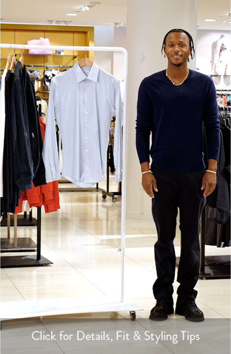 Trim Fit Check Premium Performance Twill Dress Shirt, sales video thumbnail