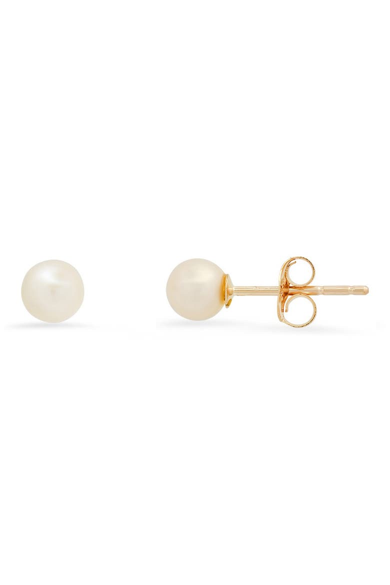 10K Gold Freshwater Pearl Stud Earrings, Main, color, GOLD/4MM