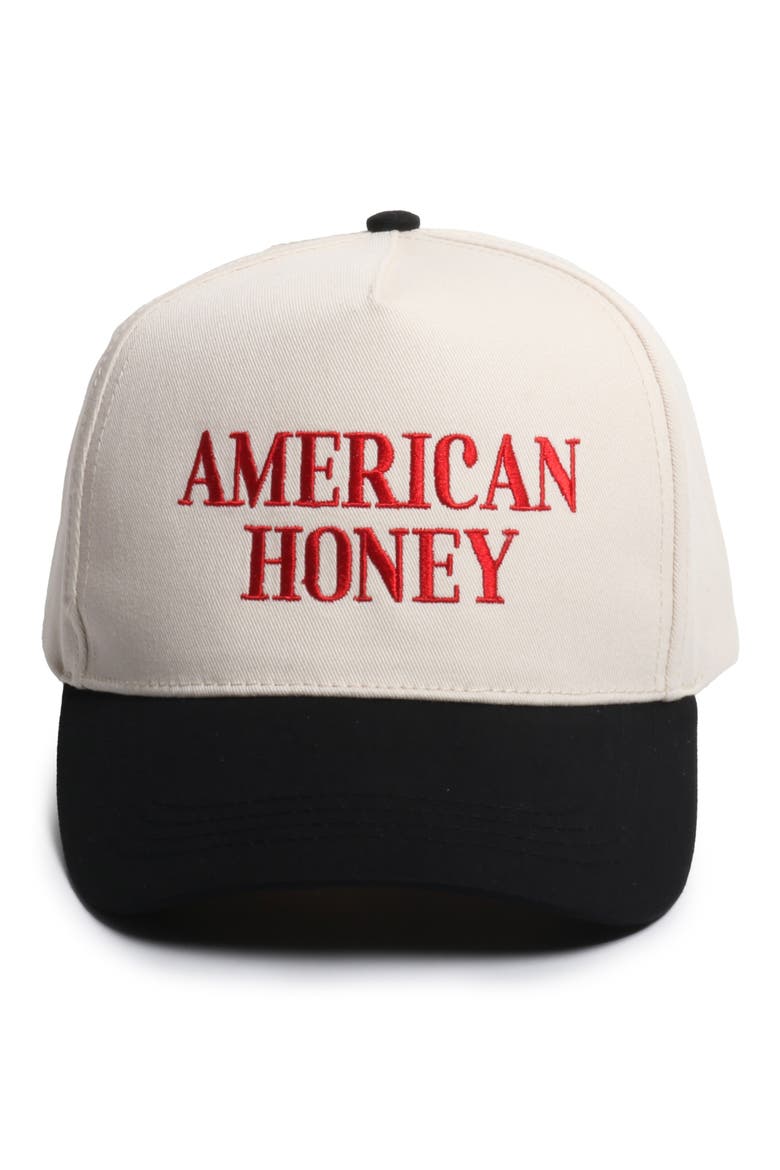 American Honey Embroidered Cotton Baseball Cap, Main, color, BLACK