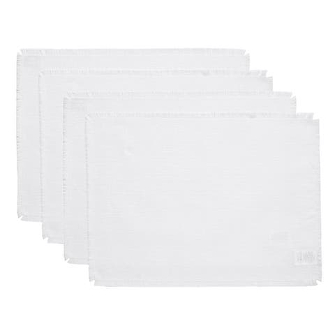 Linen Placemats Set of 4, 14 x 19 Inch for Dining Table, Holiday and Everyday Table Decor - Fringe