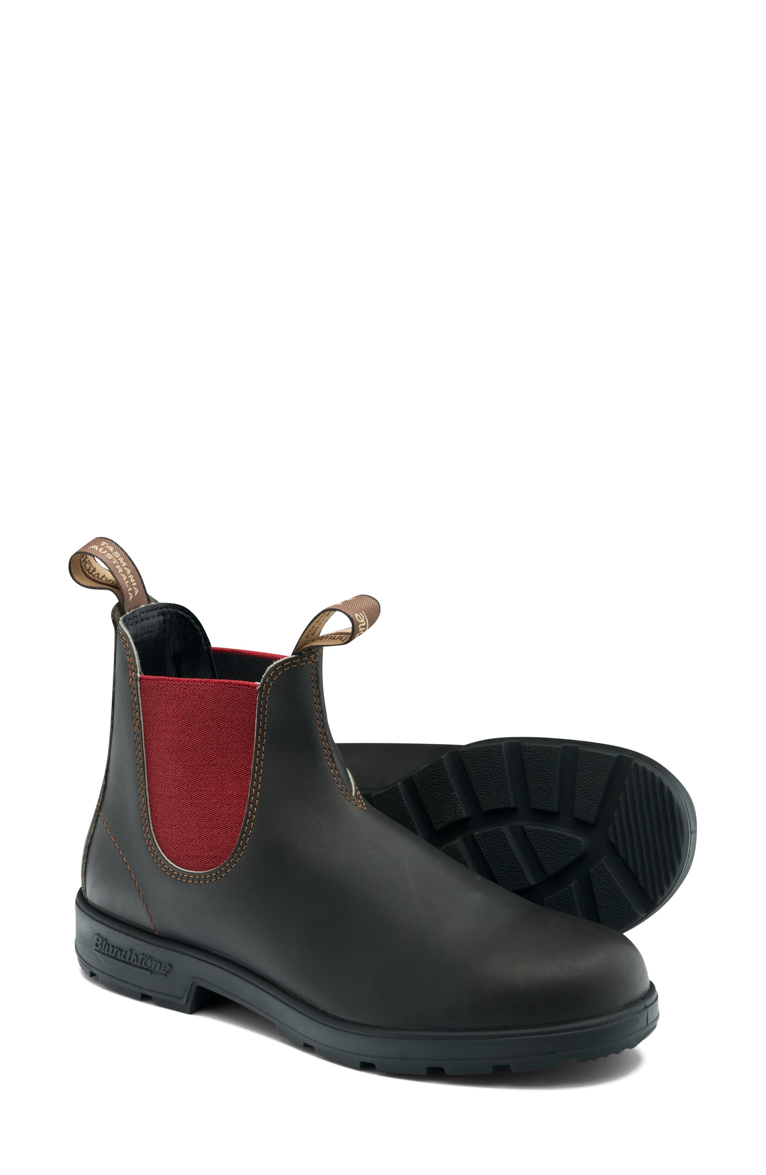 Gender Inclusive Black Chelsea Boot, Alternate, color, BROWN/ CRIMSON