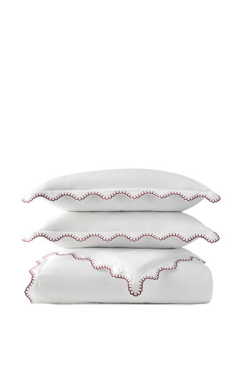 Lucerne Scallop Luxury Cotton Sateen Embroidered Duvet Cover Sets