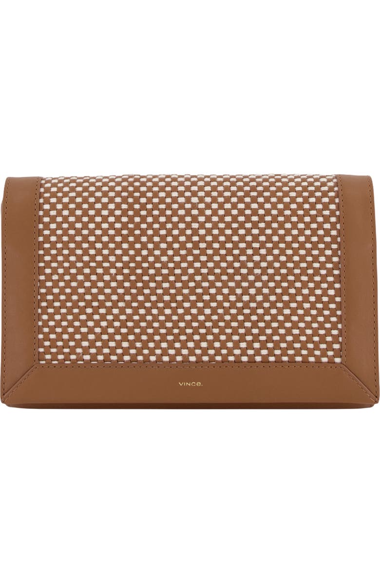 Vince Woven Leather Wallet on a Strap, Main, color, Saddle/ Milk