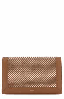 Vince Woven Leather Wallet on a Strap