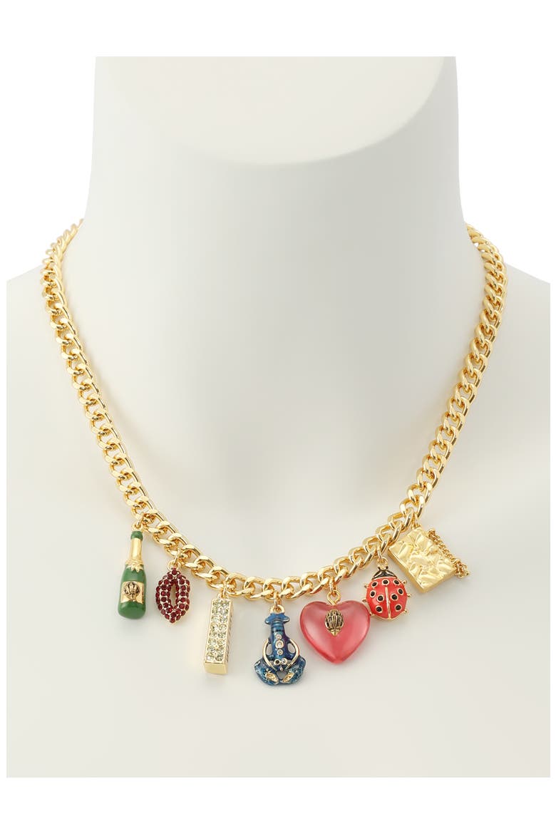 Mixed Charm Curb Chain Necklace, Alternate, color, GOLD/ MULTI