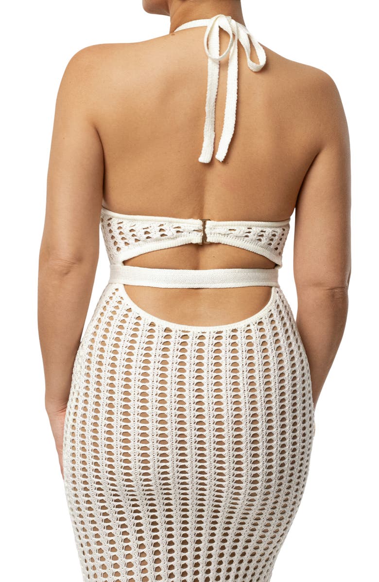 JLUXLABEL Dream Open Stitch Halter Dress, Alternate, color, Ivory