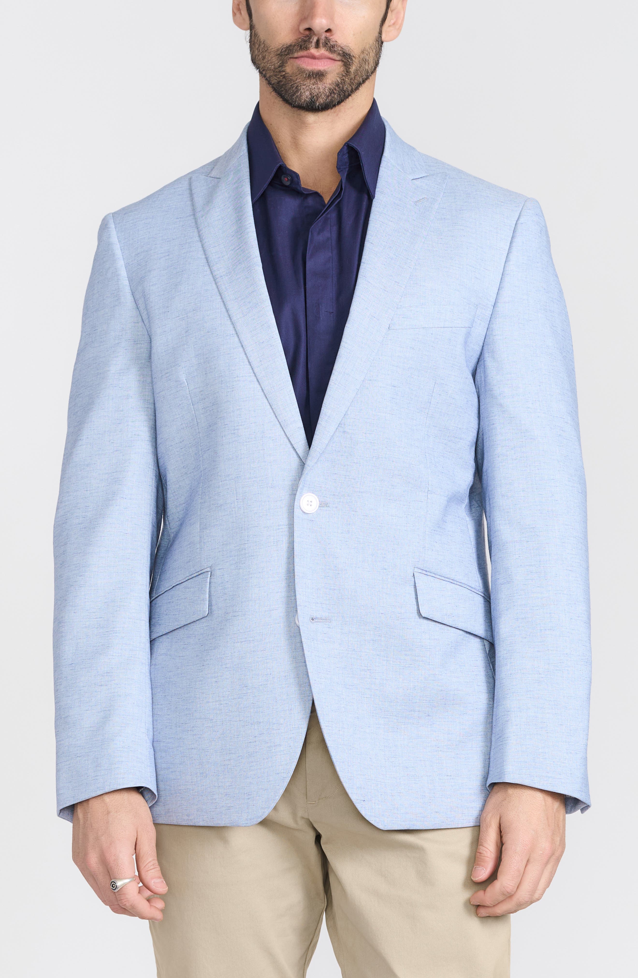 SAVILE ROW CO Blue Stretch Mélange Blazer