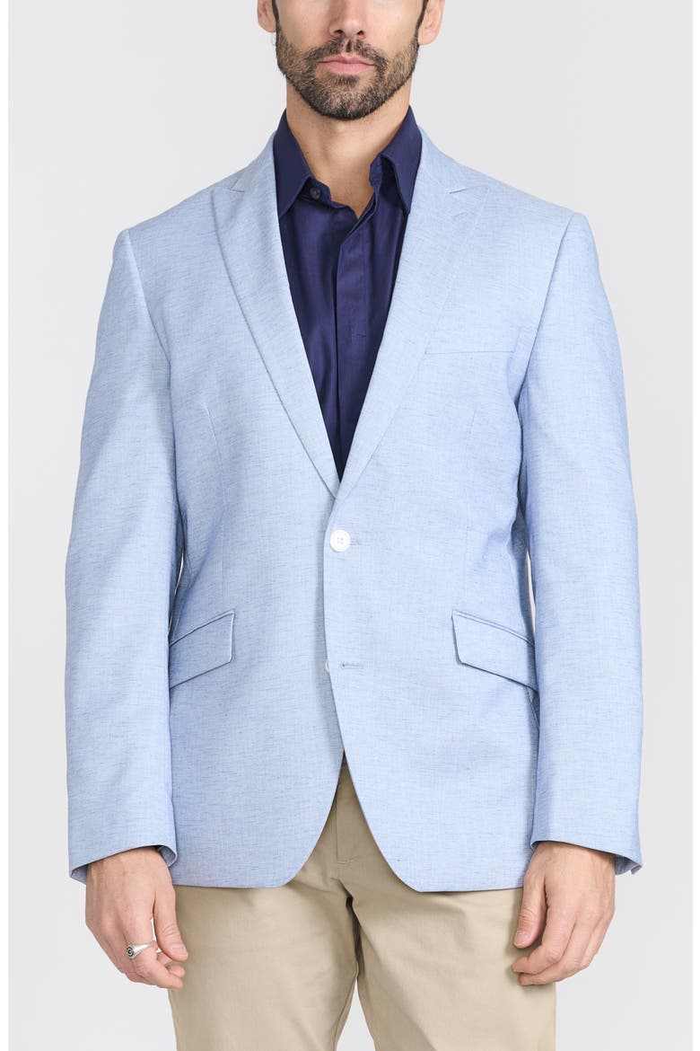 Blue Stretch Mélange Blazer, Main, color, BLUE