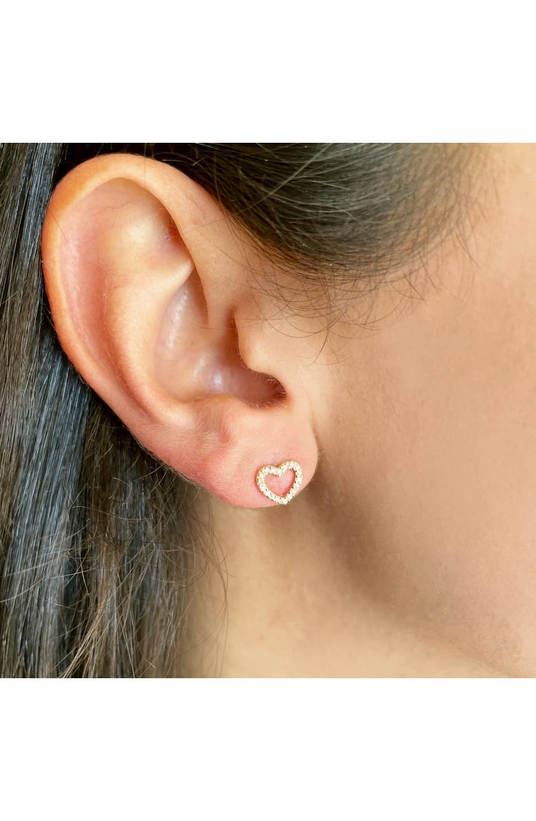 The Lovery Fine Jewelry Diamond Cut Out Heart Stud Earrings, Alternate, color,