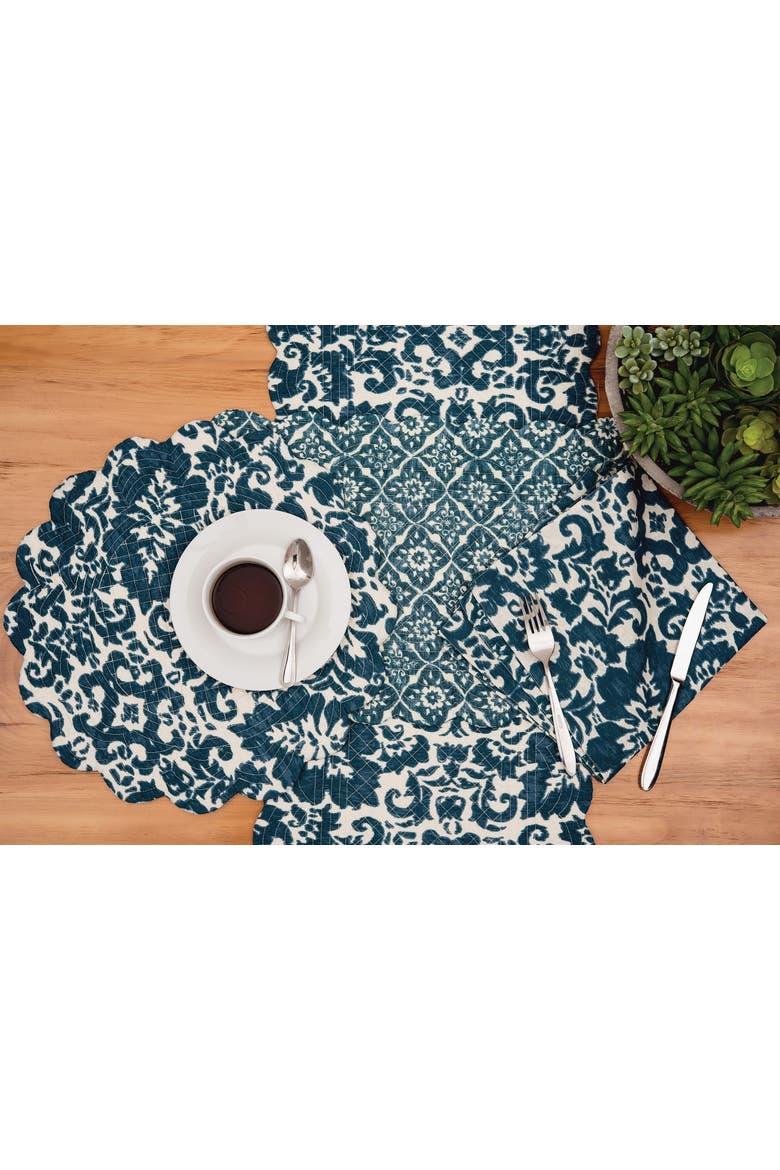 Madison Adriatic Vintage 100% Cotton Set of 6 Cloth Napkins, Alternate, color, Blue