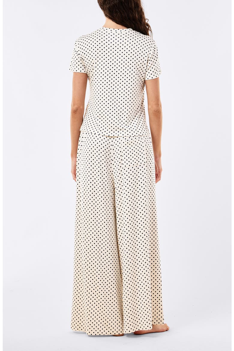 Kate Modal Soft Tee & Wide Leg Pajamas, Alternate, color, CREAM/ DEEP NAVY MINI SPOT