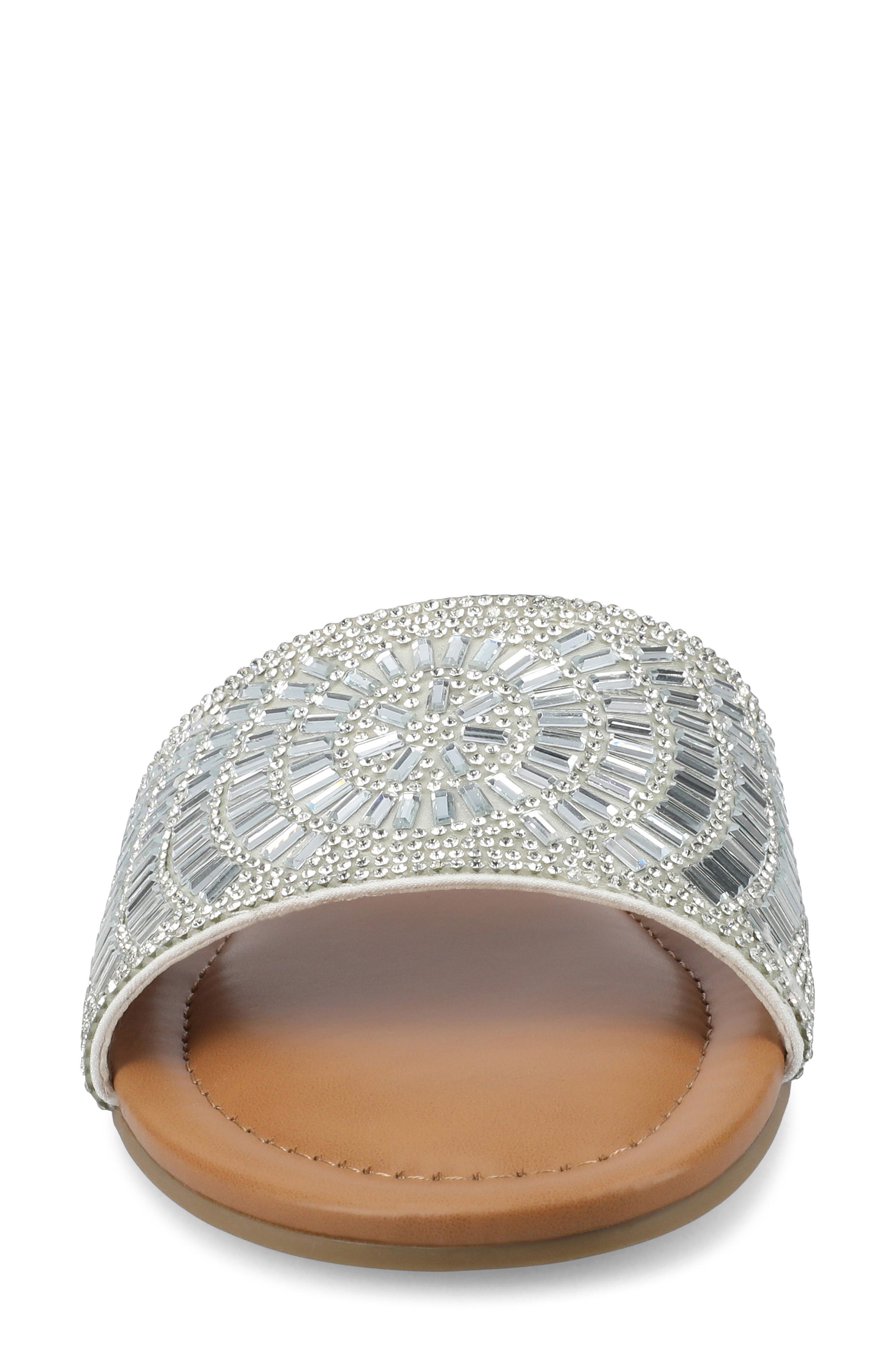 Journee Collection Maria Crystal Embellished Slide Sandal, Alternate, color, Silver