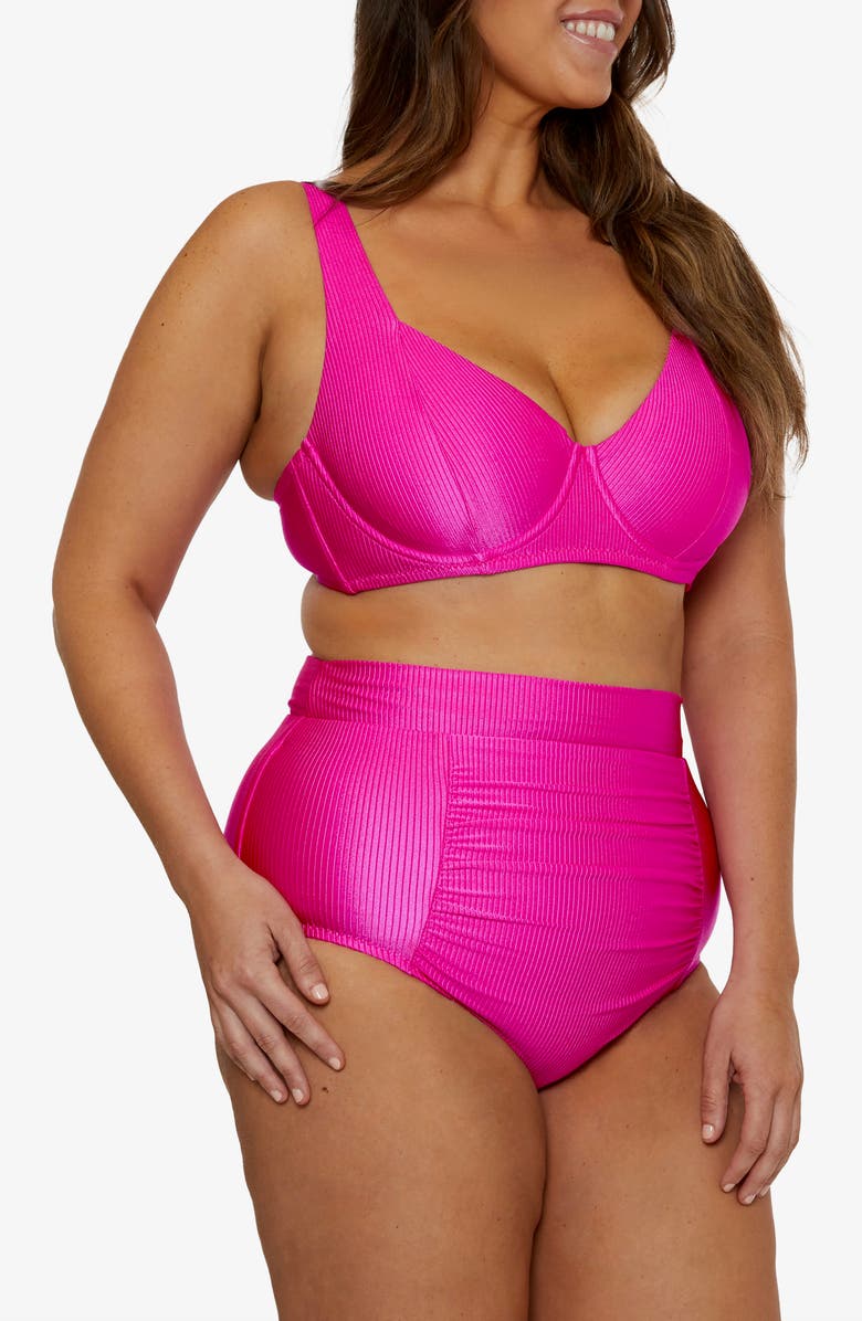 Becca Etc. Monte Carlo Underwire Bikini Top, Alternate, color, Azalea