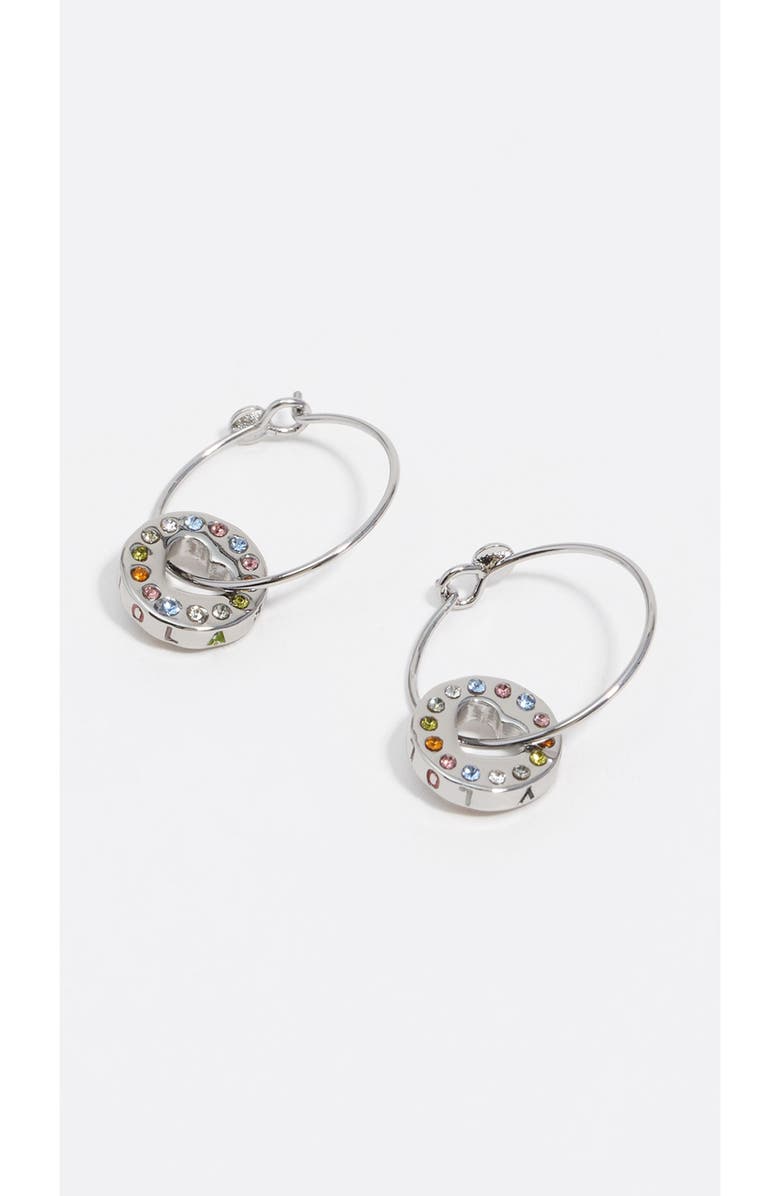 Bimba y Lola Crystal Logo Hoop Earrings, Alternate, color, Dark Silver