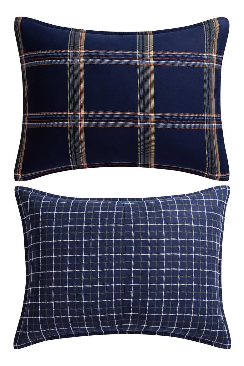 Beacon Plaid Duvet Cover & Shams Set, Alternate, color, NAVY BLUE/ DARK YELLOW