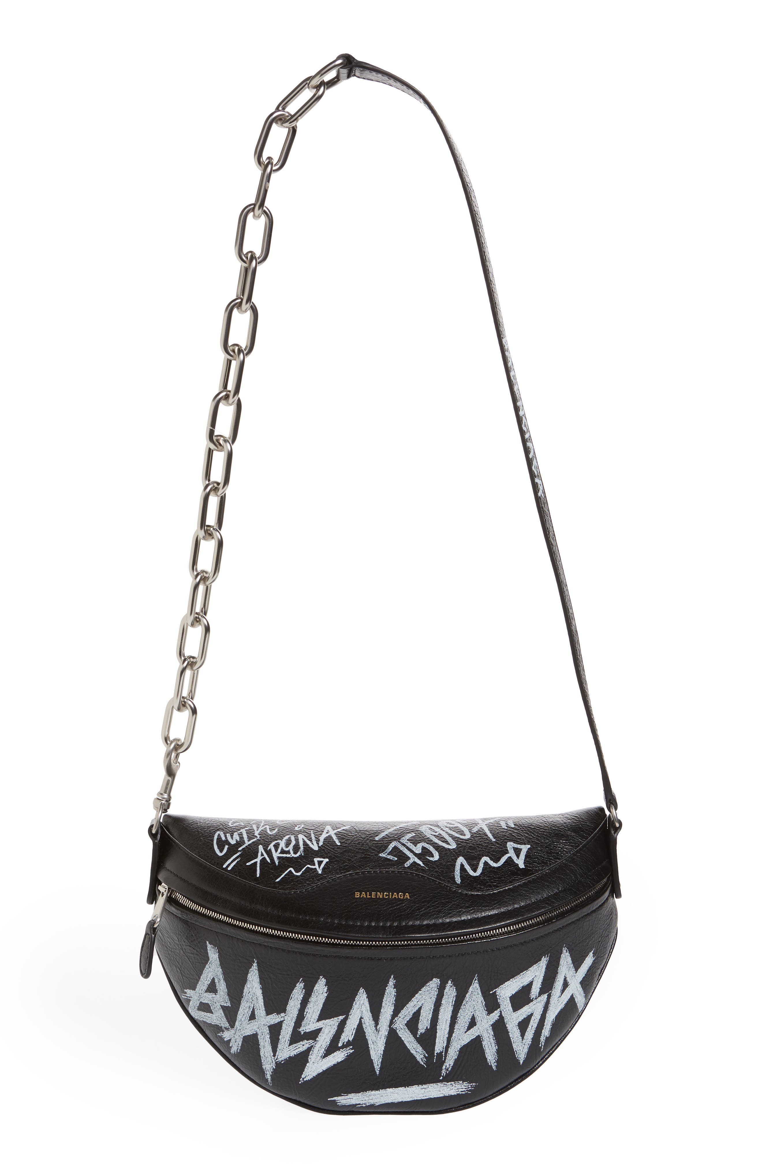 Balenciaga Graffiti Souvenir Leather Belt Bag, Main, color, 